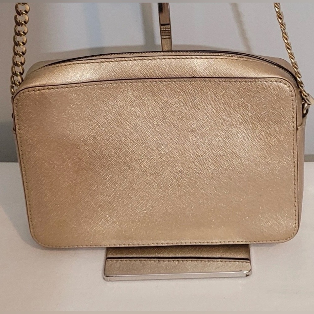 Michael Kors Jet Set Travel Metallic Gold Leather Crossbody Bag - Picture 3 of 16